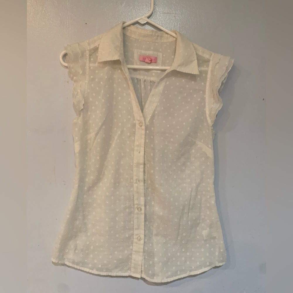 Lilly Pulitzer sheer white summer blouse